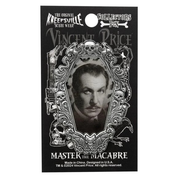 Vincent Price Gothic Frame Enamel Pin Kreepsville Horror Master of the Macabre - Picture 2 of 3